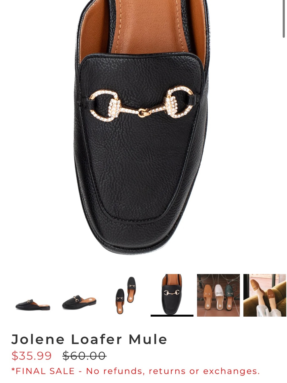 Yellow Box Jolene Black Loafer Mule with Gold Bit